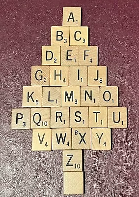 Wood AUTHENTIC Scrabble Tiles Engraved Black Letters Single  Educational Spellig • $1.50