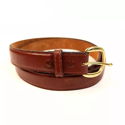 Vintage Belt Mens Size 42 Brown Leather 1 1/4  Wide Brass Buckle  • $14.40