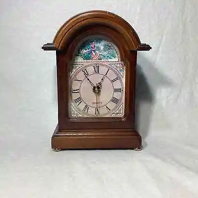 Verichron Quartz Wood Mantel Clock Woman Reading • $30