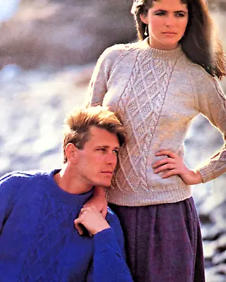 Knitting Pattern Mens Womens Cable Panel Jumper Dk Pattern   32 - 44   -  38b7 • £2.15