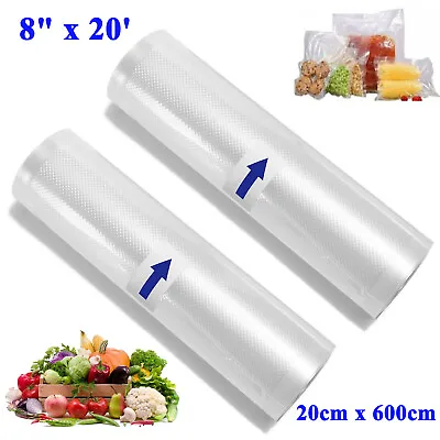 8  X 20' Vacuum Sealer Bags Rolls Storage Food Embossed Food Storage Bags Saver • $13.72