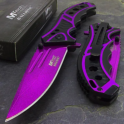 MTECH USA 8.25  PURPLE SPRING ASSISTED TACTICAL FOLDING POCKET KNIFE Assist Open • $11.95