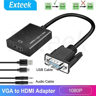 VGA Male To HDMI Female Converter Adapter 1080P Stereo Audio Output USB Power AU • $11.83