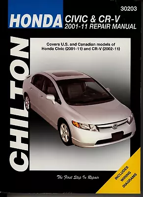 2001-2011 Honda Civic CR-V Chilton Repair Manual 30203 Maintenance DIY • $34.97