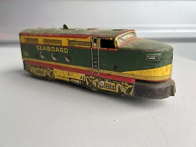 Marx Tin Train 4000 SEABOARD Wind Up Diesel Locomotive Engine W/Dump & ￼Box Car • $20