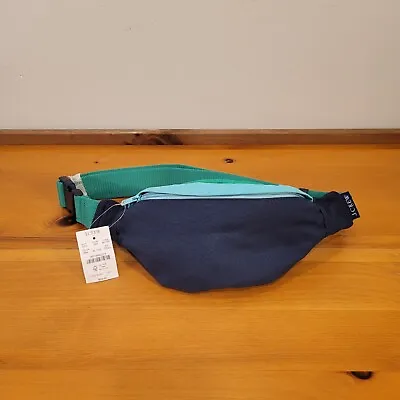 J Crew VINTAGE Fanny Pack Navy Blue Baby Blue And Green Colorblock W Zipper • $24.99