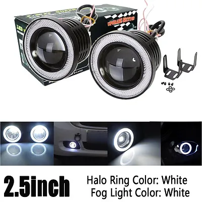 2.5  Car Fog Light COB LED Projector White Angel Eye Halo Ring DRL Driving Bulbs • $21.95