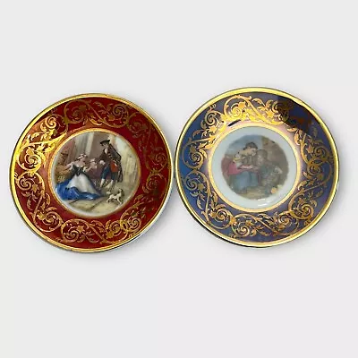Vintage Guillen Pair Miniature Porcelain Plates 3.25” Spain • $26