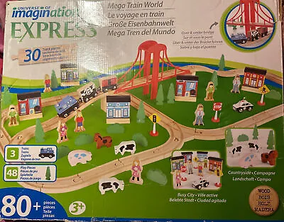 Universe Of Imagination Wooden Mega Train World  - 80 Pieces - Complete With Box • £25