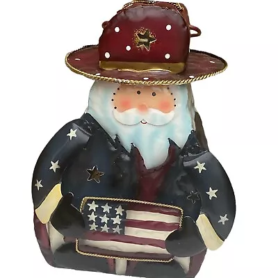 Patriotic Uncle Sam Metal Lantern Candle Holder Fourth Of July • $10