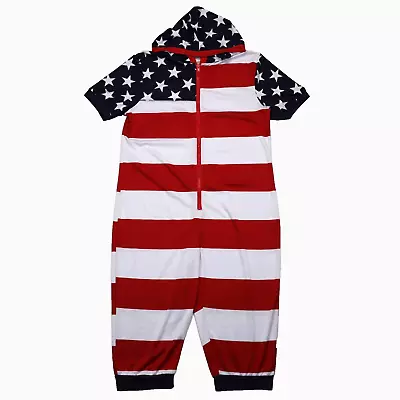 Briefly Stated Men's Large American Flag Body Suit Size July 4th Size L Capri • $18.49