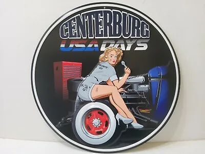 Pinup Girl Auto Repair Raised Centerburg USA Days Ohio Tin Sign Tire Paperweight • $29.99