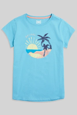 £11 • Buy Animal Girls Sienna Beach Love T-Shirt Kids Organic Cotton Tee UV Protection Top
