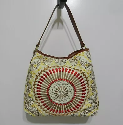 COLE HAAN Multicolored Embroidered Canvas & Leather Sierra Tote Shoulder Bag • $39.95
