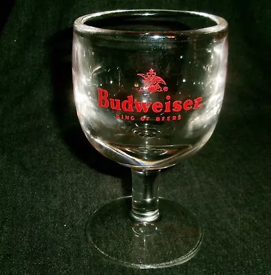 Mint Budweiser Beer Vintage 1950's EARLY HEAVY DUTY Goblet Beer Glass 5.75  Tall • $16