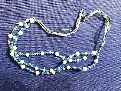 Grandma Grabe's Vintage 925 Sterling Silver 3 Strand Pearl Crystal Necklace • $0.75