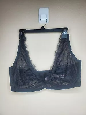 Victoria’s Secret Dream Angels Plunge Unlined Underwire Black Lace Bra 38DDD • $24.99