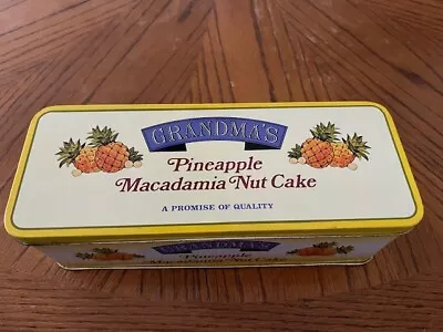 Vtg EnglishTin--Grandma's Pineapple Macadamia Nut Cake Metal Tin 10x4x3 England • $5.99