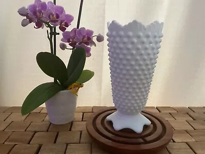 Fenton Hobnail Milk Glass Vase 7   Milk Glass • $25