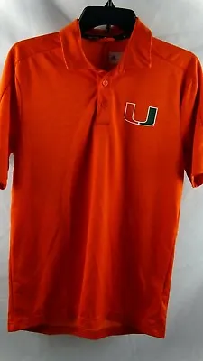Adidas University Of Miami Hurricanes Shirt Men's Small NCAA Orange Polo Shirt • $5.99