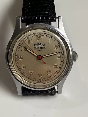 Beautiful WWII Medana Military Watch Shock Resistant Serviced • $208.25