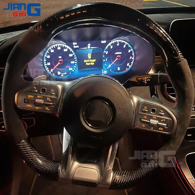 Carbon Fiber LED Alcantara Steering Wheel Fit 2018+ Mercedes-Benz AMG E C CLASS • $770