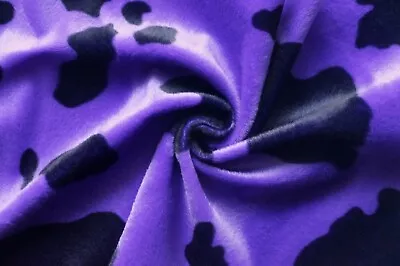 Black Cow On Purple Velboa Upholstery Fabric Per Yard 60” Wide • $17.99