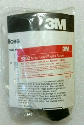 $8.79 • Buy 3M Motor Lead Pigtail Splice Kit 5302 - 1000 Volt Non Shielded Cable - USA Made