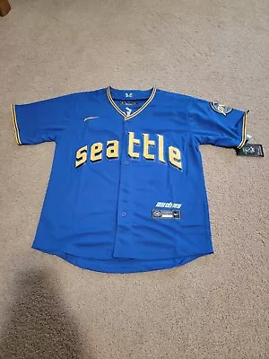 NWT Julio Rodriguez Seattle Mariners Blue And Yellow Jersey Men’s Large • $54.99