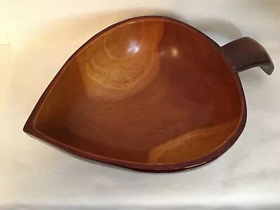 Mahogany Hand-crafted Haitian Bowl. Leaf Design. MCM • $20