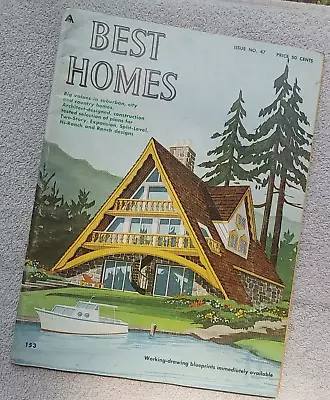 Best Homes 1968 Ranch Mid Century Modern Architecture Blueprint House Floor Plan • $35