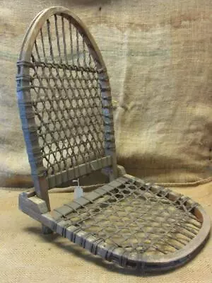 $212.46 • Buy Vintage Folding Hand Made Wood & Leather Canoe Chair Sno-Shu Antique 10635