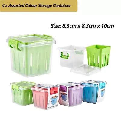 $19.95 • Buy 4 X Storage Food Container Kitchen Fruit Fridge Freezer Meal Prep Organiser 