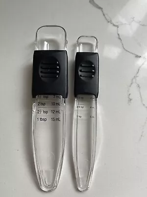 PAMPERED CHEF~Adjustable Measuring Spoon Set Of 2 #2258 Sliding Spoons • $12.98