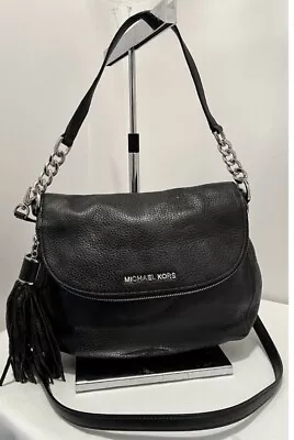 Michael Kors Black Bedford Tassel Medium Leather Shoulder Bag Or Crossbody Purse • $39.99