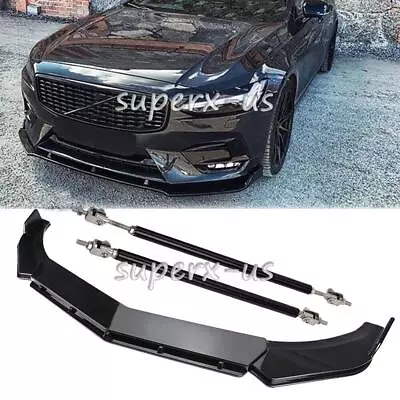 For Volvo S40 S60 S70 S80 Gloss Black Front Bumper Lip Spoiler + Strut Rods • $54.95
