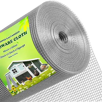 Hardware Cloth 1/2in 19AWG Square Welded Mesh 48in Chicken Coop Fence 100ft Roll • $117.29