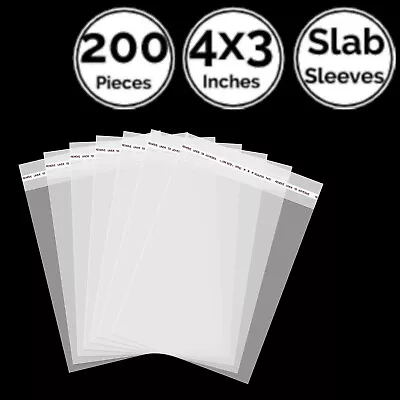 200 Lots 4 X 3 IN 10 X 7 Cm Slab Coin Protector Sleeves Self Adhesive 4 PCGS NGC • $8.95