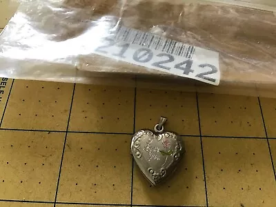 Sterling Silver - Etched Filigree Flower Heart Photo Locket Pendant I Love You • $20.99