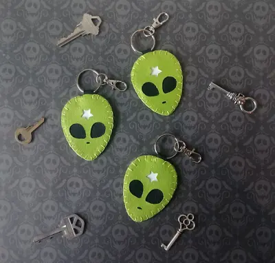 Alien Head Key Chain Spooky Cute Glowing Star Outerspace Universe UFO Accessory • $8