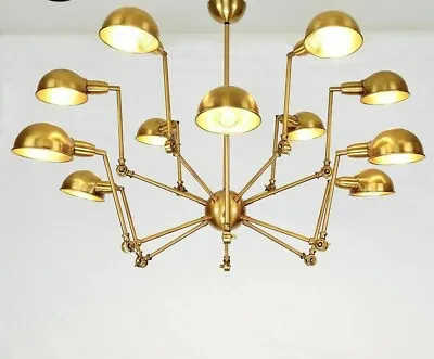 Vintage Pendant Lights Golden Plated Spider Design Adjustable Arms Room Fixtures • $1180.35