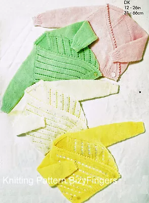 £1.99 • Buy Premature Baby Girls Wrap Cross Over Cardigan Lacy KNITTING PATTERN DK 12 - 26  