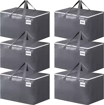 Large Moving Boxes With Zippers & Handles Moving Supplies With Lids 125L 6 Pack • $49.19