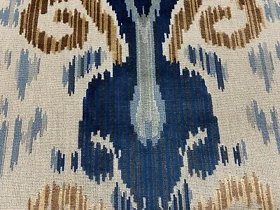 Lee Jofa Epingle Ikat Uphol Fabric - Pardah Velvet / Blue 0.35 Yds 2009118.504 • $87.50