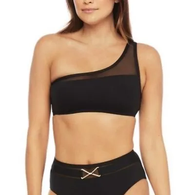 La Blanca One Shoulder Swimsuit Bikini Top Black NWT $79 - Size 10 • $14.50