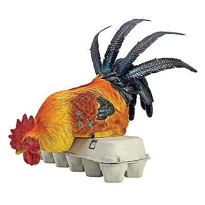 Barn Yard Rooster Chicken Sitting On A Perch Wall Shelf Vibrant Bird Sculpture • $54.02
