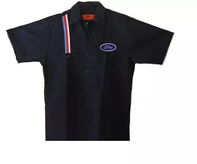 FORD Embroidered PATCH Mechanic RALLY STRIPE WORK SHIRT Auto Gas Oil Petroliana  • $29.99