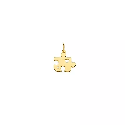 1pt Diamond Cutout Heart Mini Puzzle Charm Pendant 14K Yellow Gold • $171.04