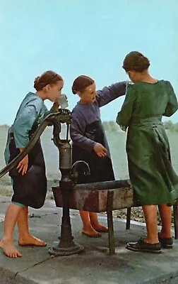 Postcard PA Pennsylvania Dutch Girls Drink Fresh Water 1959 Vintage PC J4327 • $3