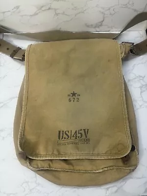 Vintage OLD NAVY Khaki Canvas Military Surplus Style R-M3 Messenger Tote / Bag • $39.99